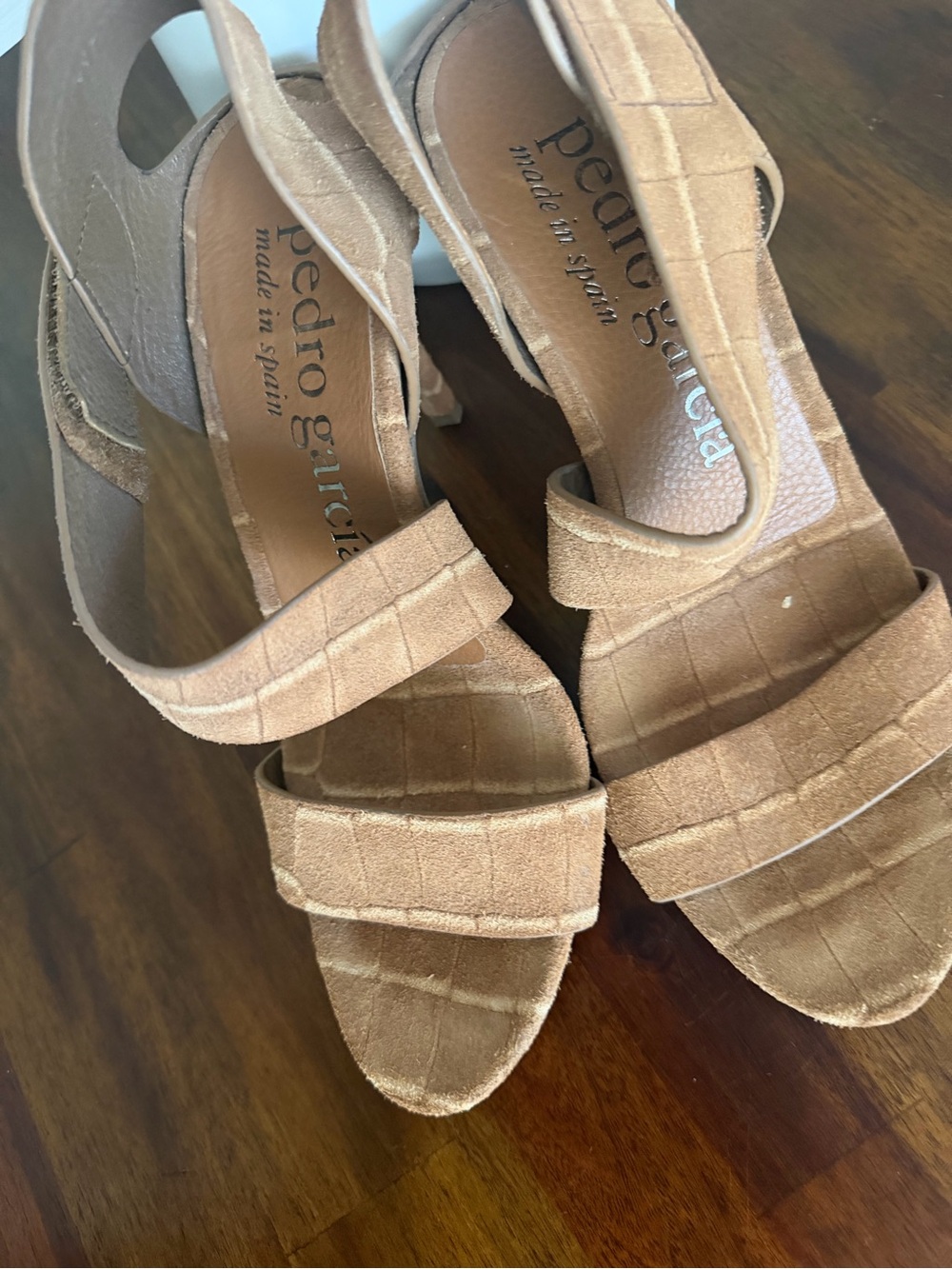 Pedro Garcia Yamina Croc Suede Mid-Heel Sandals 38